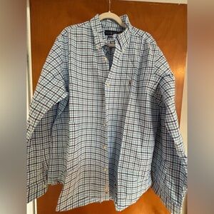 Ralph Lauren Men's Blue and White Checkered Shirt